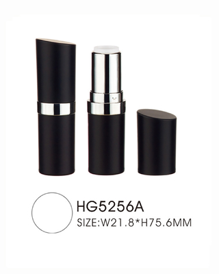 Empty Plastic Lipstick Tube Case Slant Top Lip Balm Case With Silver Ring